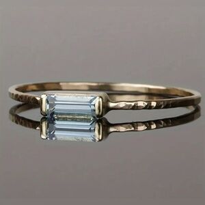 Vintage Blue Cubic Zirconia ring , Size 7 , Dainty Ring / Promise Ring